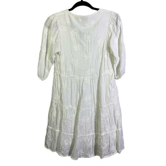 DEAR JOHN White Embroidered Floral Tiered Midi Dress Size Extra Small - Picture 9 of 13